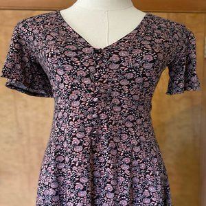 ALYA Black Pink Mauve Tie Back Dress XXS